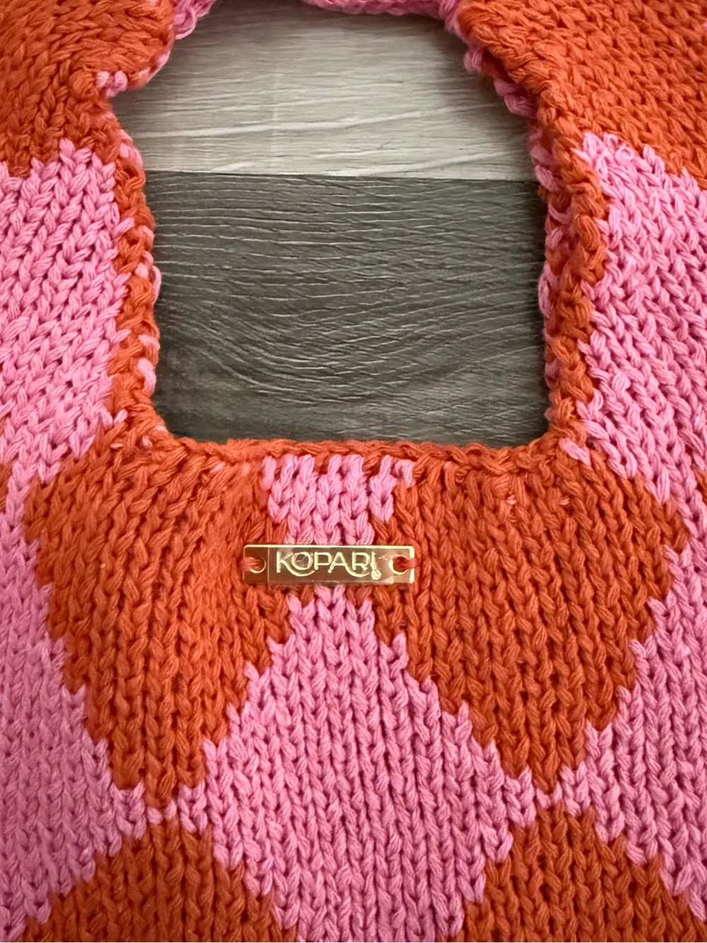 Kopari crochet Pink & Orange  Knit  Tote Bag